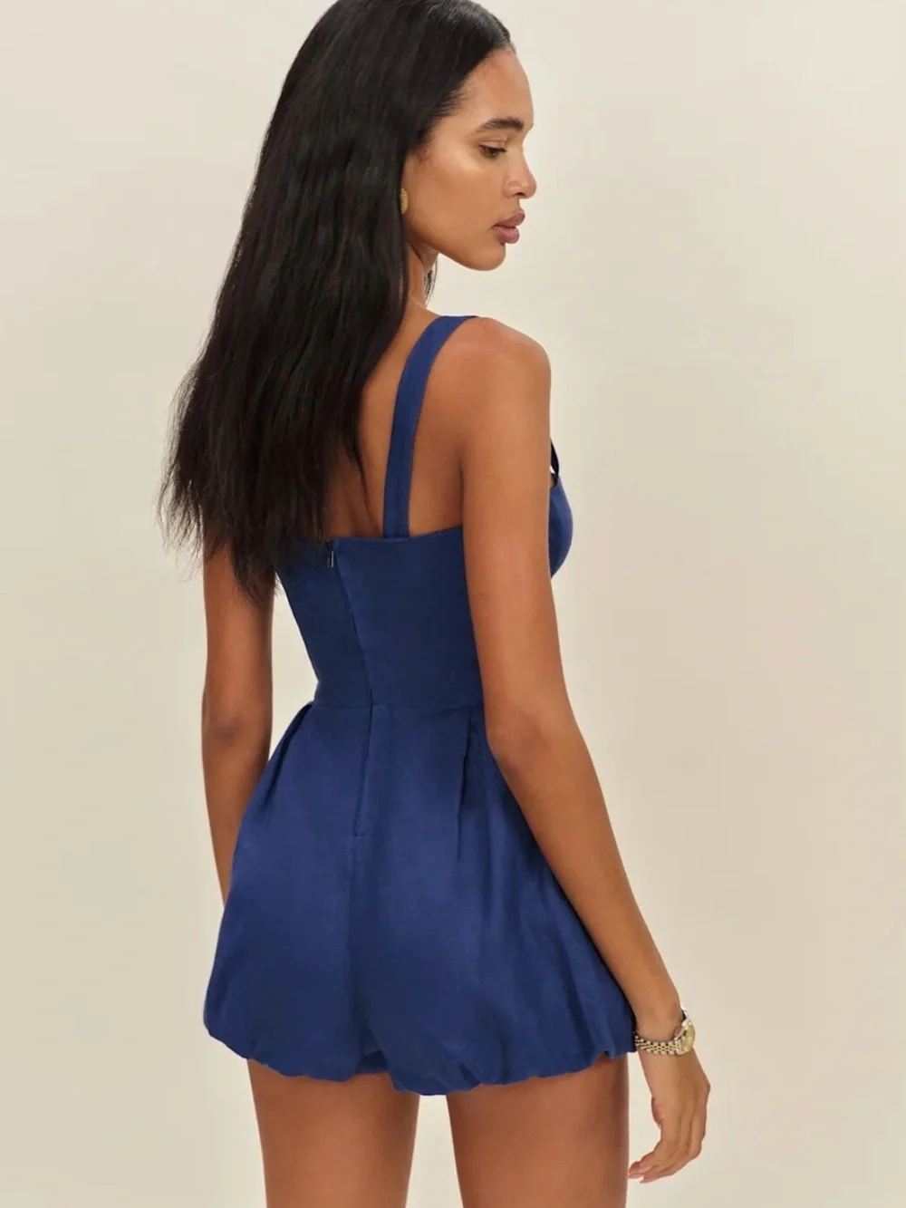 Reformation Lydia Linen Romper Blue - Size 0